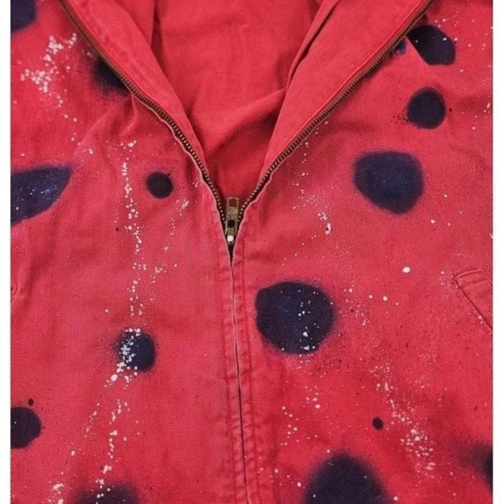 Vtg 90s Polo Ralph Lauren Red Grafitti Polka Dot Upcycled Jacket Med Made in USA